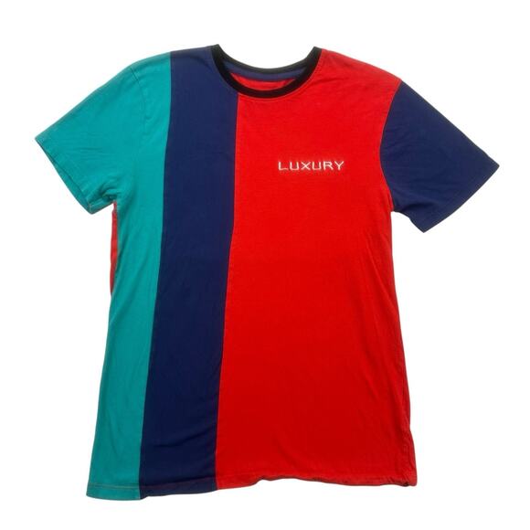 Upstanders Shirt Mens Small S Red Blue Striped Luxury Embroidered Short Sleeve - Picture 1 of 10